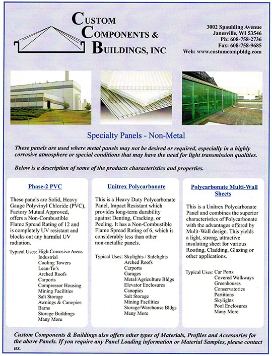 Specialty Panels - Non-Metal Brochure Front